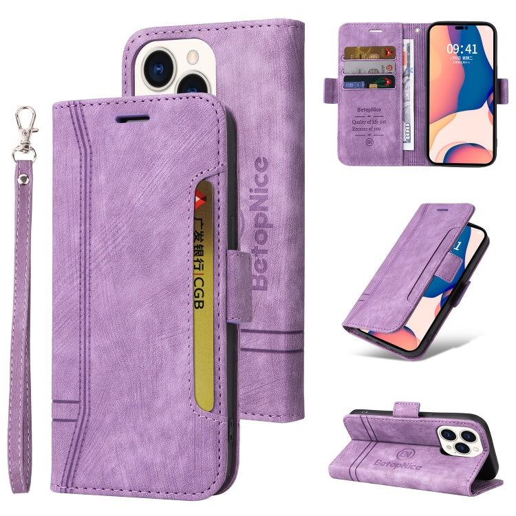 For iPhone 14 Pro BETOPNICE Dual-side Buckle Leather Phone Case(Purple) - HoMEdemic™ 
