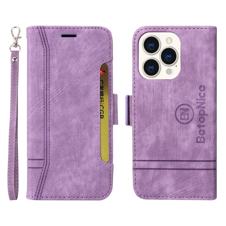 For iPhone 14 Pro BETOPNICE Dual-side Buckle Leather Phone Case(Purple) - HoMEdemic™ 