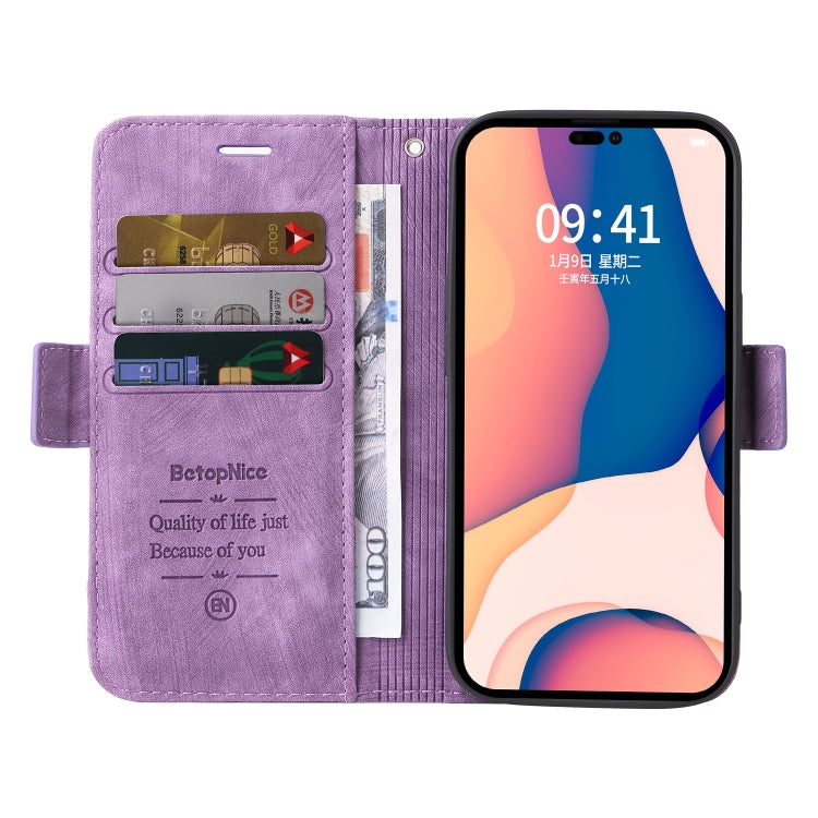 For iPhone 14 Pro BETOPNICE Dual-side Buckle Leather Phone Case(Purple) - HoMEdemic™ 