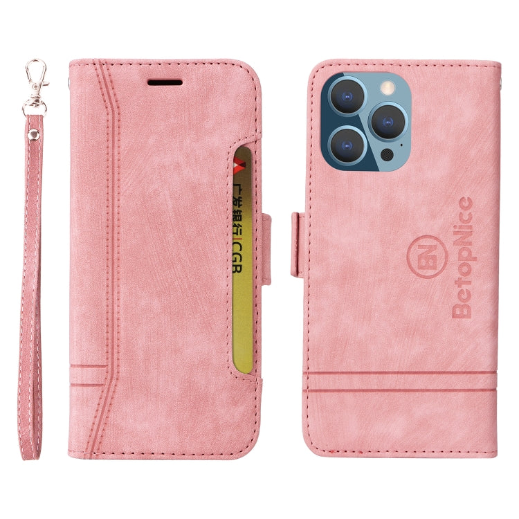 For iPhone 14 Pro Max BETOPNICE Dual-side Buckle Leather Phone Case(Pink) - HoMEdemic™ 