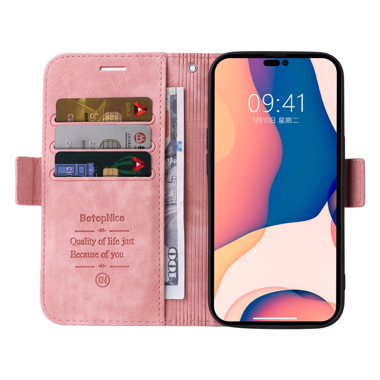 For iPhone 14 Pro Max BETOPNICE Dual-side Buckle Leather Phone Case(Pink) - HoMEdemic™ 