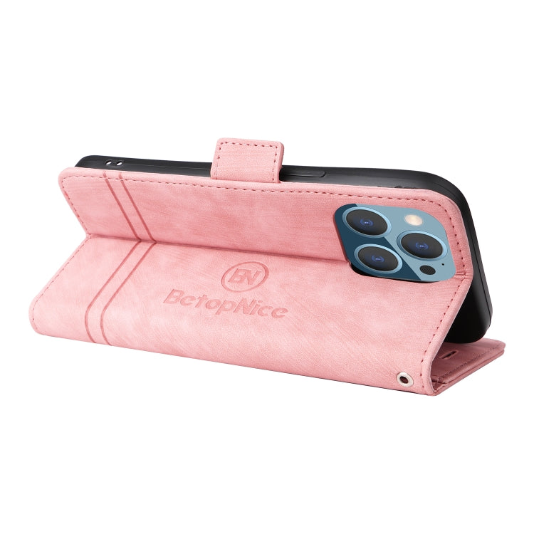 For iPhone 14 Pro Max BETOPNICE Dual-side Buckle Leather Phone Case(Pink) - HoMEdemic™ 