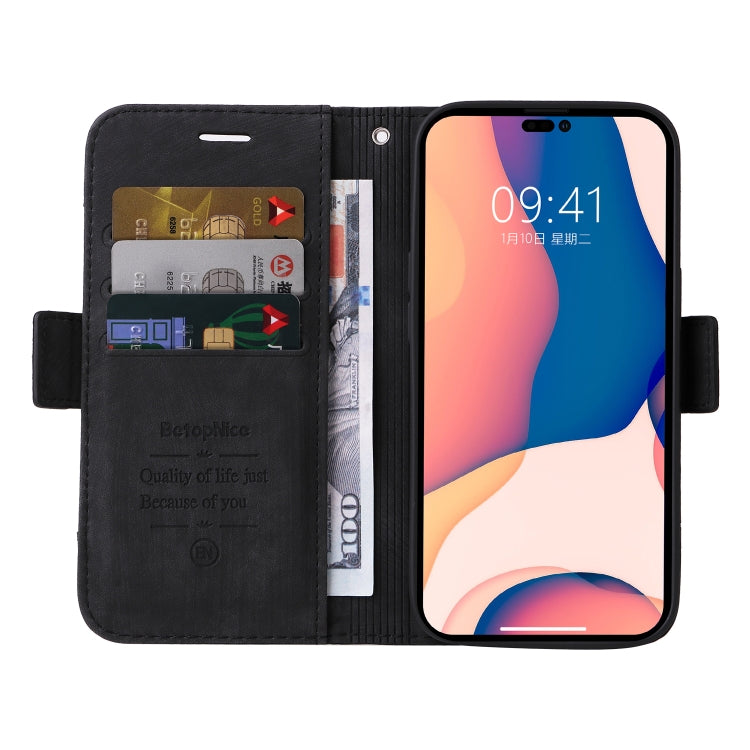 For iPhone 14 Pro Max BETOPNICE Dual-side Buckle Leather Phone Case(Black) - HoMEdemic™ 