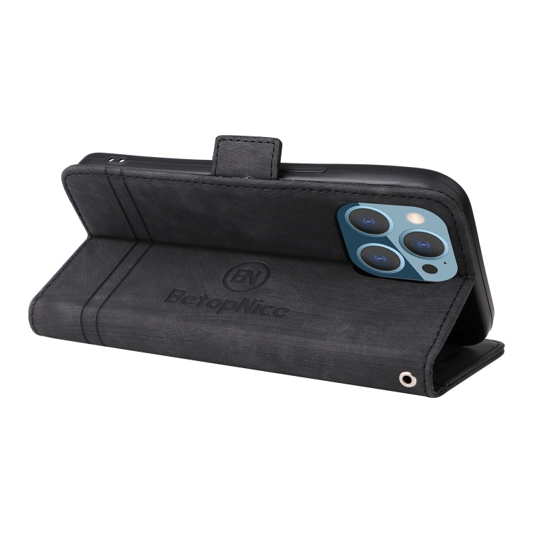 For iPhone 14 Pro Max BETOPNICE Dual-side Buckle Leather Phone Case(Black) - HoMEdemic™ 