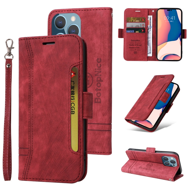 For iPhone 14 Pro Max BETOPNICE Dual-side Buckle Leather Phone Case(Red) - HoMEdemic™ 