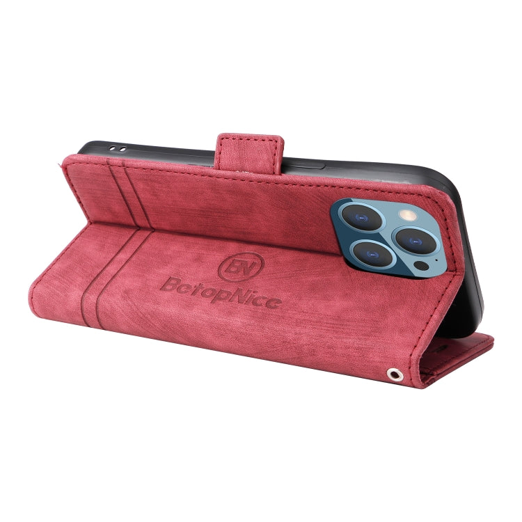 For iPhone 14 Pro Max BETOPNICE Dual-side Buckle Leather Phone Case(Red) - HoMEdemic™ 