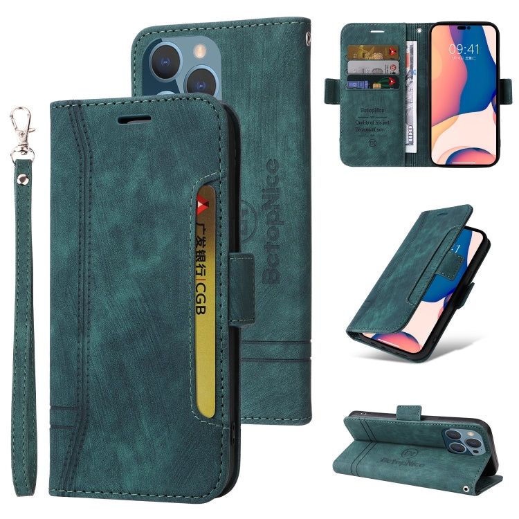 For iPhone 14 Pro Max BETOPNICE Dual-side Buckle Leather Phone Case(Green) - HoMEdemic™ 