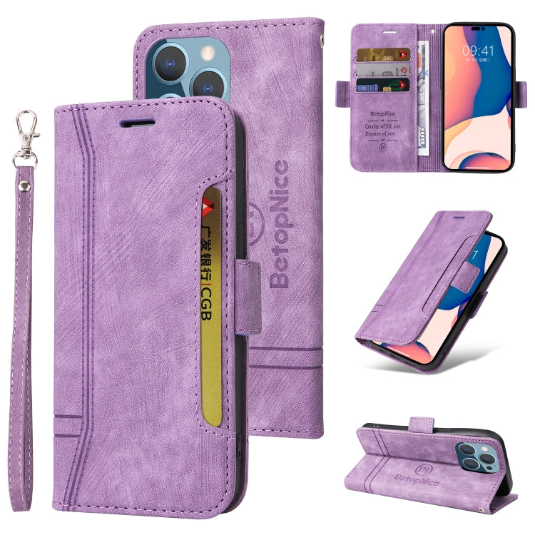 For iPhone 14 Pro Max BETOPNICE Dual-side Buckle Leather Phone Case(Purple) - HoMEdemic™ 