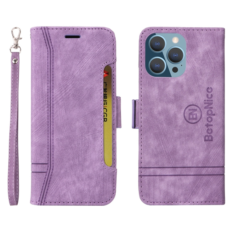For iPhone 14 Pro Max BETOPNICE Dual-side Buckle Leather Phone Case(Purple) - HoMEdemic™ 
