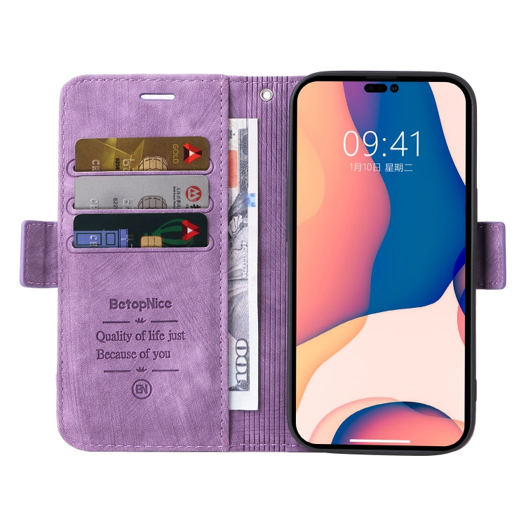 For iPhone 14 Pro Max BETOPNICE Dual-side Buckle Leather Phone Case(Purple) - HoMEdemic™ 