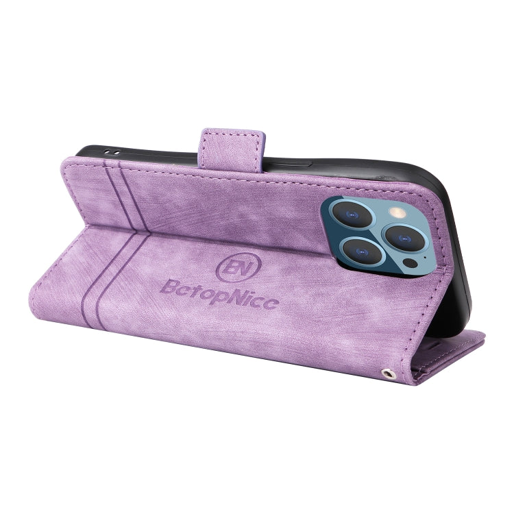 For iPhone 14 Pro Max BETOPNICE Dual-side Buckle Leather Phone Case(Purple) - HoMEdemic™ 