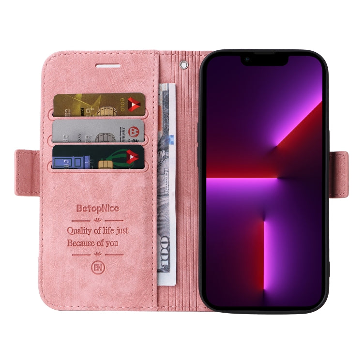 For iPhone 13 Pro BETOPNICE Dual-side Buckle Leather Phone Case(Pink) - HoMEdemic™ 