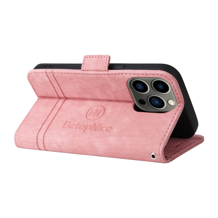 For iPhone 13 Pro BETOPNICE Dual-side Buckle Leather Phone Case(Pink) - HoMEdemic™ 