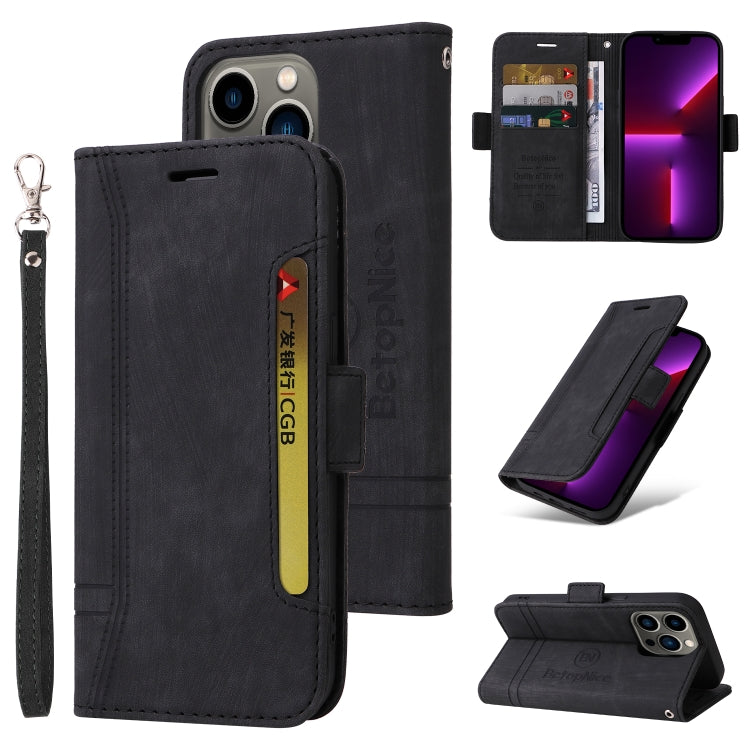For iPhone 13 Pro BETOPNICE Dual-side Buckle Leather Phone Case(Black) - HoMEdemic™ 