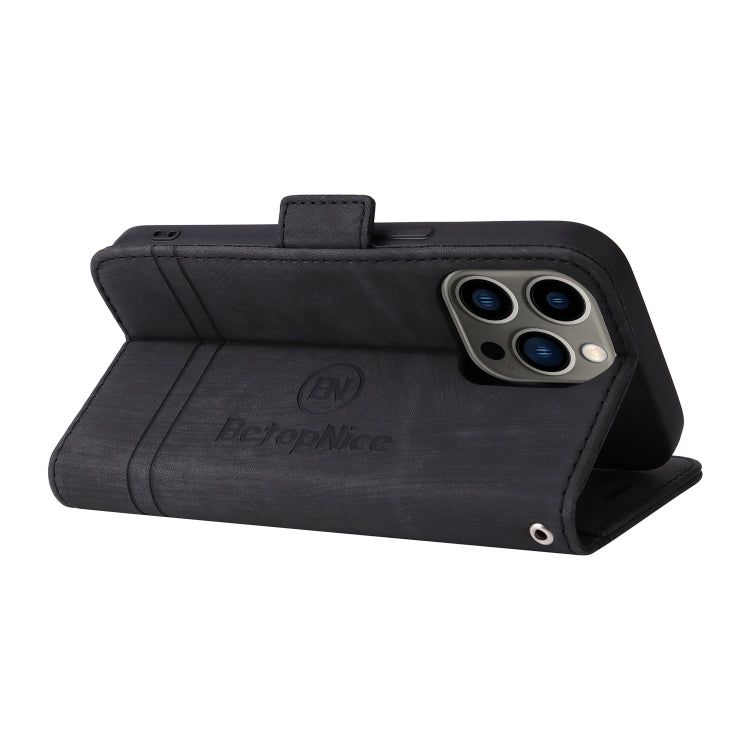 For iPhone 13 Pro BETOPNICE Dual-side Buckle Leather Phone Case(Black) - HoMEdemic™ 