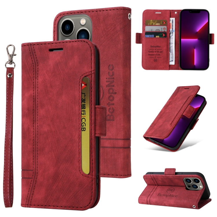 For iPhone 13 Pro BETOPNICE Dual-side Buckle Leather Phone Case(Red) - HoMEdemic™ 