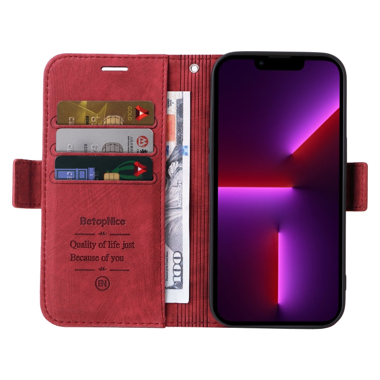 For iPhone 13 Pro BETOPNICE Dual-side Buckle Leather Phone Case(Red) - HoMEdemic™ 