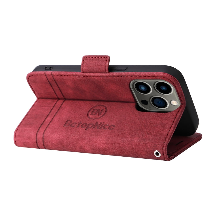 For iPhone 13 Pro BETOPNICE Dual-side Buckle Leather Phone Case(Red) - HoMEdemic™ 