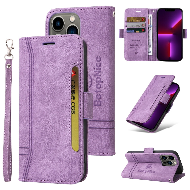 For iPhone 13 Pro BETOPNICE Dual-side Buckle Leather Phone Case(Purple) - HoMEdemic™ 