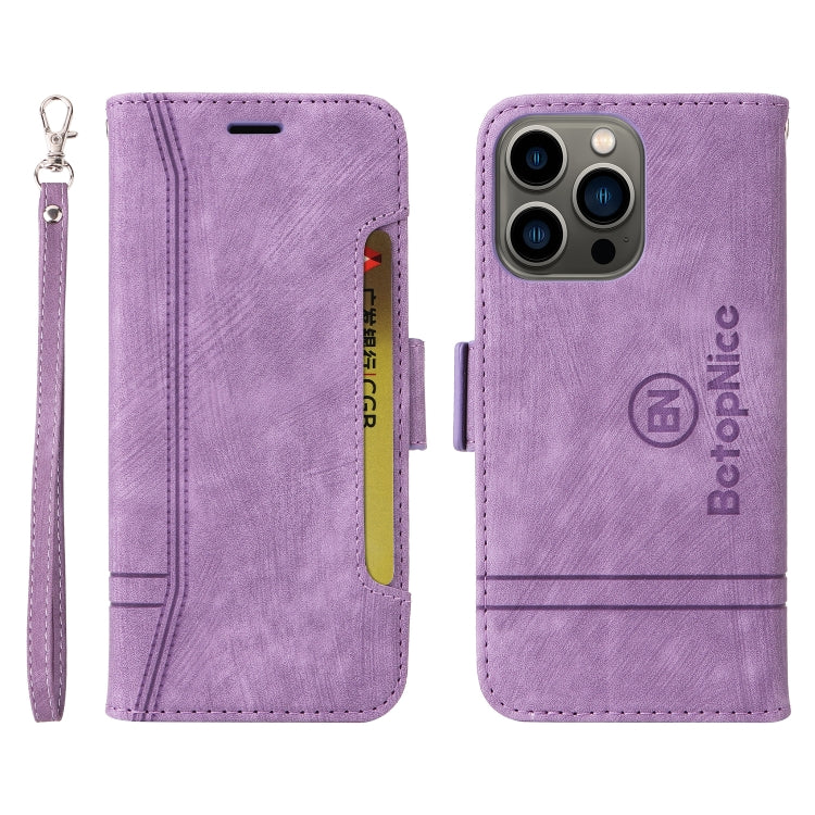 For iPhone 13 Pro BETOPNICE Dual-side Buckle Leather Phone Case(Purple) - HoMEdemic™ 