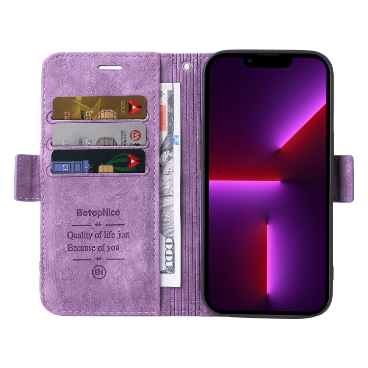 For iPhone 13 Pro BETOPNICE Dual-side Buckle Leather Phone Case(Purple) - HoMEdemic™ 