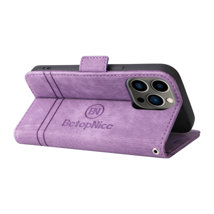 For iPhone 13 Pro BETOPNICE Dual-side Buckle Leather Phone Case(Purple) - HoMEdemic™ 