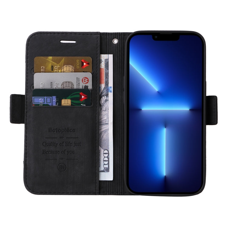 For iPhone 13 Pro Max BETOPNICE Dual-side Buckle Leather Phone Case(Black) - HoMEdemic™ 