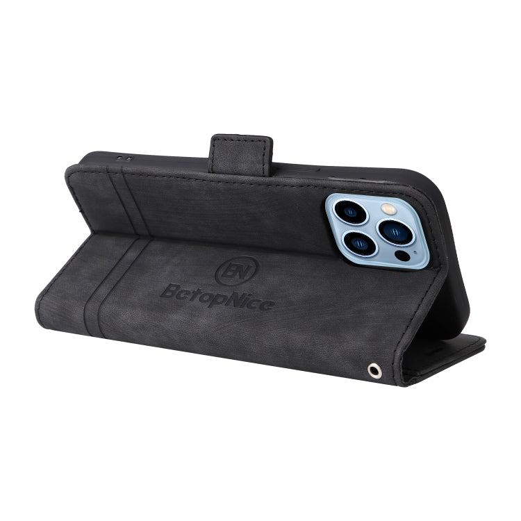 For iPhone 13 Pro Max BETOPNICE Dual-side Buckle Leather Phone Case(Black) - HoMEdemic™ 
