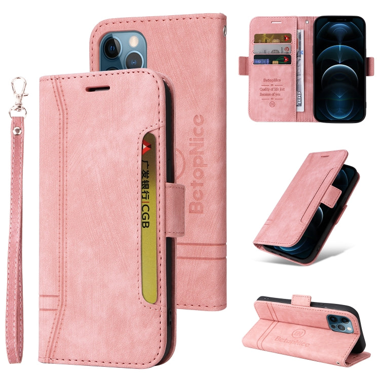 For iPhone 12 Pro Max BETOPNICE Dual-side Buckle Leather Phone Case(Pink) - HoMEdemic™ 