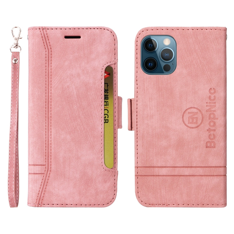 For iPhone 12 Pro Max BETOPNICE Dual-side Buckle Leather Phone Case(Pink) - HoMEdemic™ 