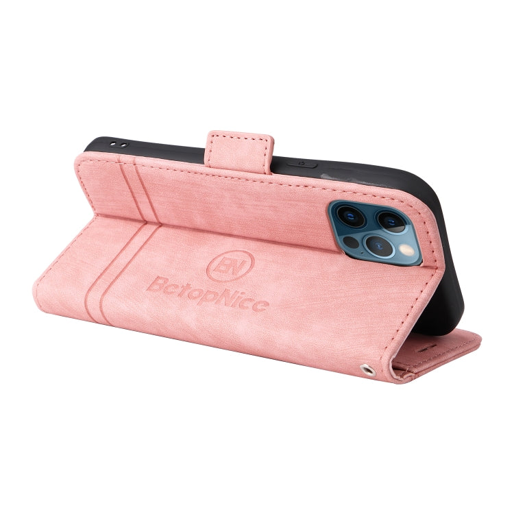 For iPhone 12 Pro Max BETOPNICE Dual-side Buckle Leather Phone Case(Pink) - HoMEdemic™ 