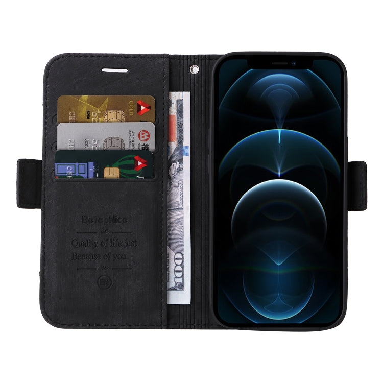 For iPhone 12 Pro Max BETOPNICE Dual-side Buckle Leather Phone Case(Black) - HoMEdemic™ 