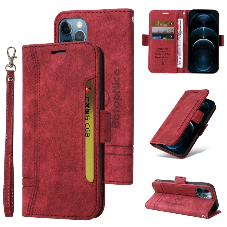 For iPhone 12 Pro Max BETOPNICE Dual-side Buckle Leather Phone Case(Red) - HoMEdemic™ 