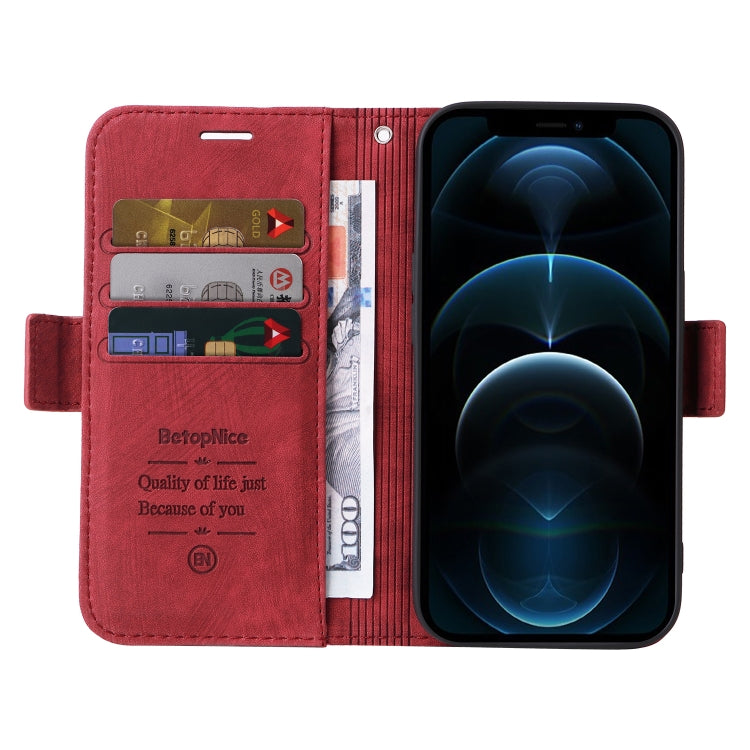For iPhone 12 Pro Max BETOPNICE Dual-side Buckle Leather Phone Case(Red) - HoMEdemic™ 