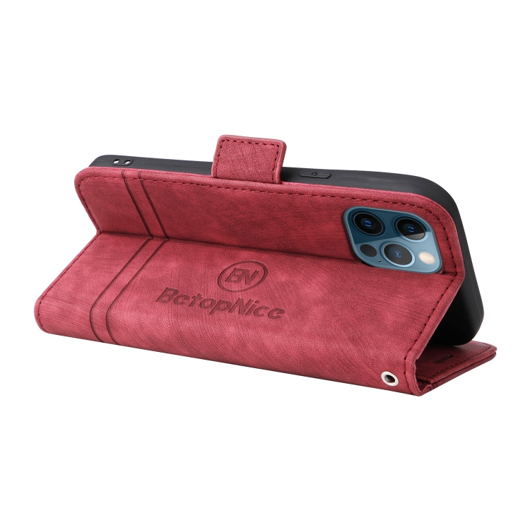For iPhone 12 Pro Max BETOPNICE Dual-side Buckle Leather Phone Case(Red) - HoMEdemic™ 