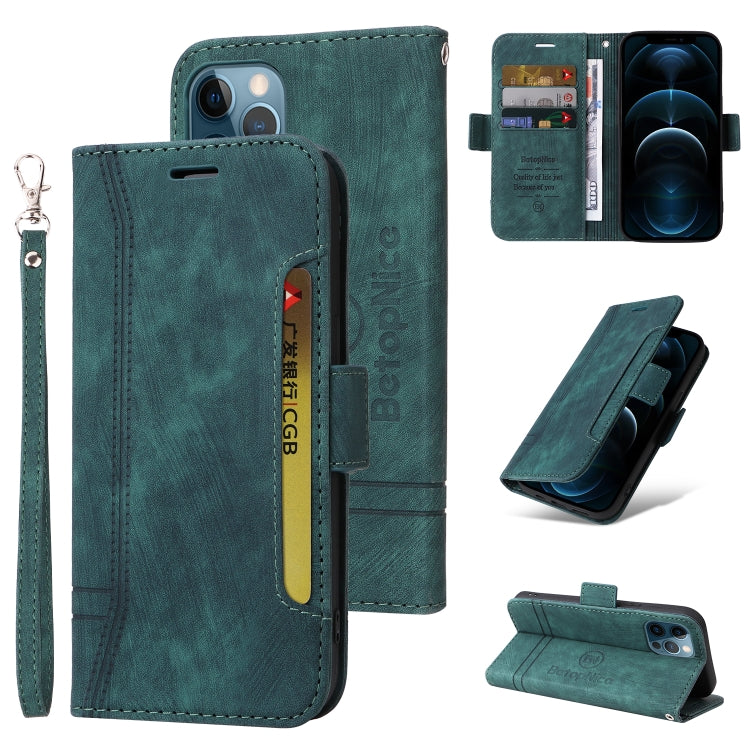 For iPhone 12 Pro Max BETOPNICE Dual-side Buckle Leather Phone Case(Green) - HoMEdemic™ 