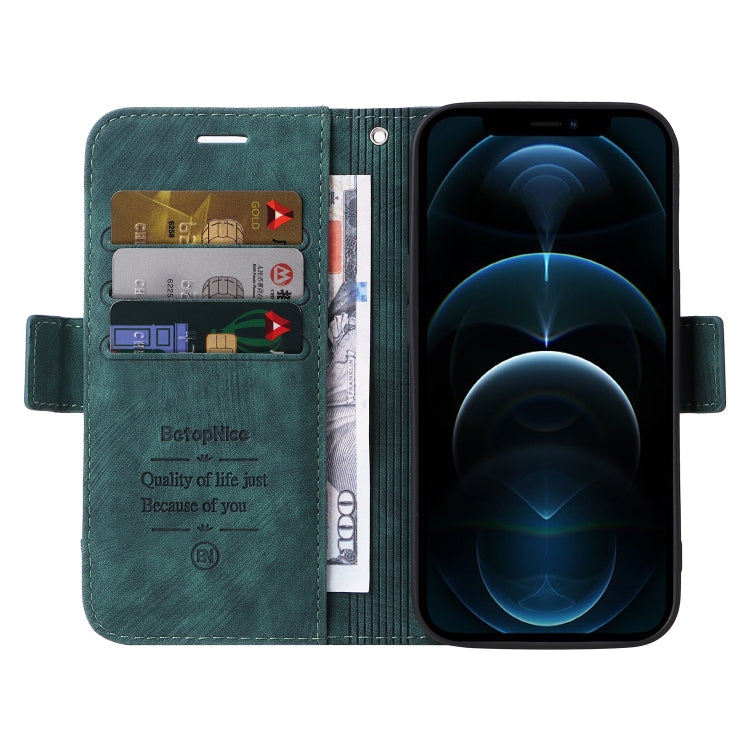 For iPhone 12 Pro Max BETOPNICE Dual-side Buckle Leather Phone Case(Green) - HoMEdemic™ 