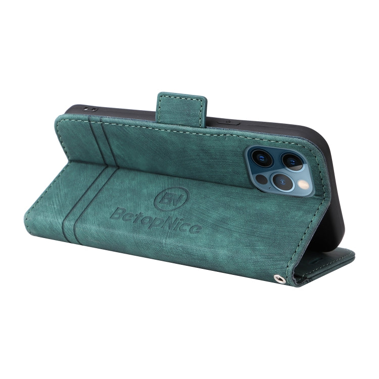 For iPhone 12 Pro Max BETOPNICE Dual-side Buckle Leather Phone Case(Green) - HoMEdemic™ 