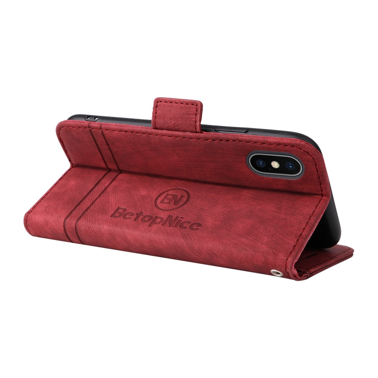 For iPhone X / XS BETOPNICE Dual-side Buckle Leather Phone Case(Red) - HoMEdemic™ 