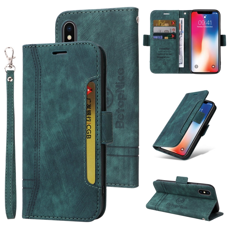 For iPhone X / XS BETOPNICE Dual-side Buckle Leather Phone Case(Green) - HoMEdemic™ 