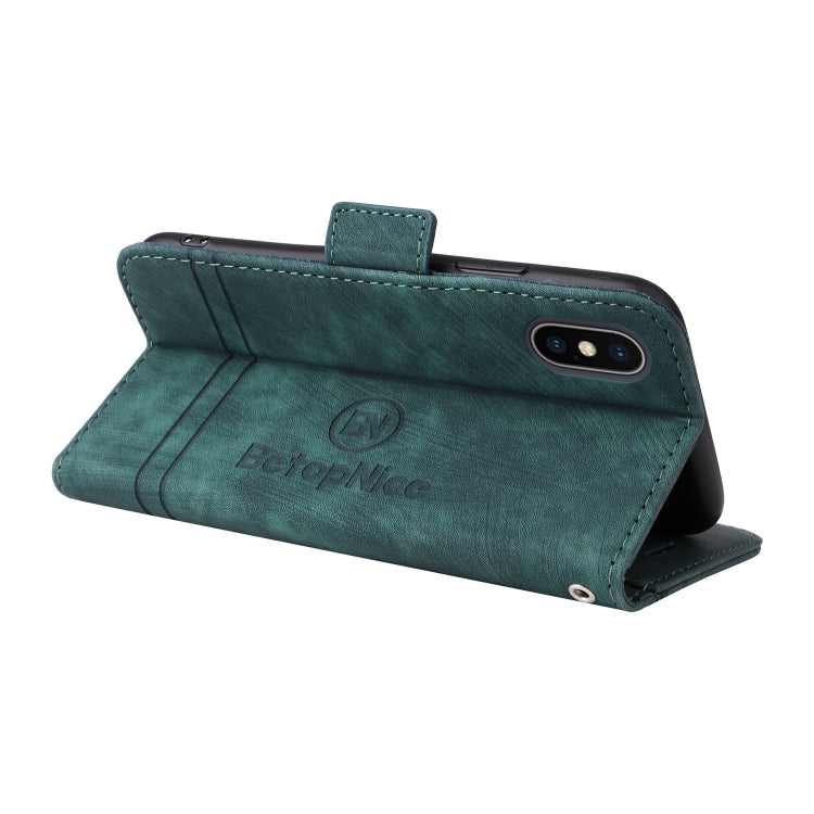 For iPhone X / XS BETOPNICE Dual-side Buckle Leather Phone Case(Green) - HoMEdemic™ 