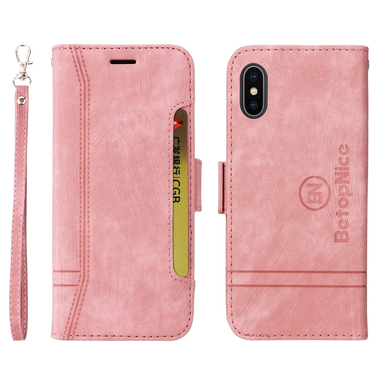 For iPhone XS Max BETOPNICE Dual-side Buckle Leather Phone Case(Pink) - HoMEdemic™ 