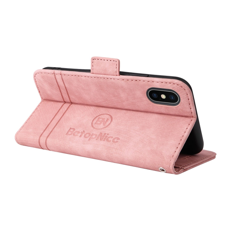 For iPhone XS Max BETOPNICE Dual-side Buckle Leather Phone Case(Pink) - HoMEdemic™ 