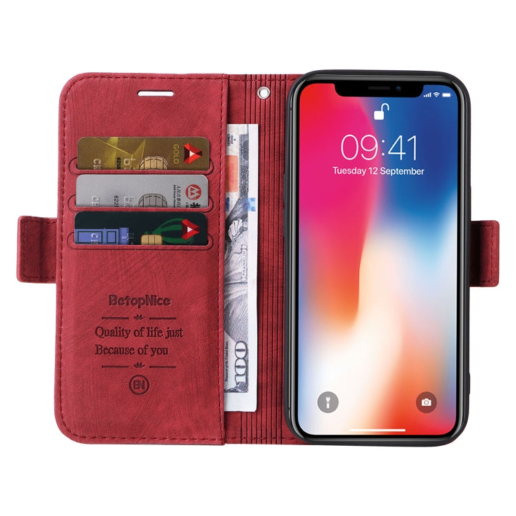 For iPhone XS Max BETOPNICE Dual-side Buckle Leather Phone Case(Red) - HoMEdemic™ 