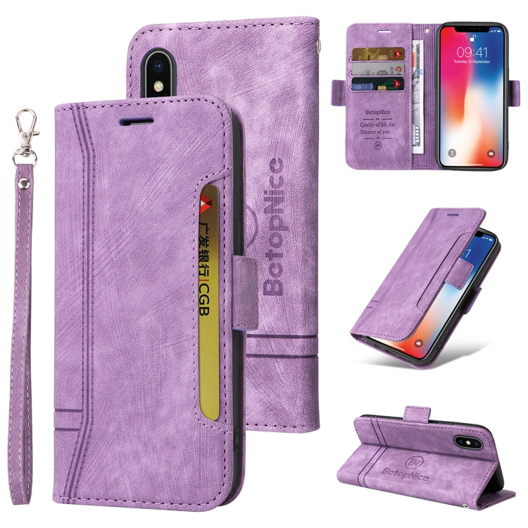 For iPhone XS Max BETOPNICE Dual-side Buckle Leather Phone Case(Purple) - HoMEdemic™ 