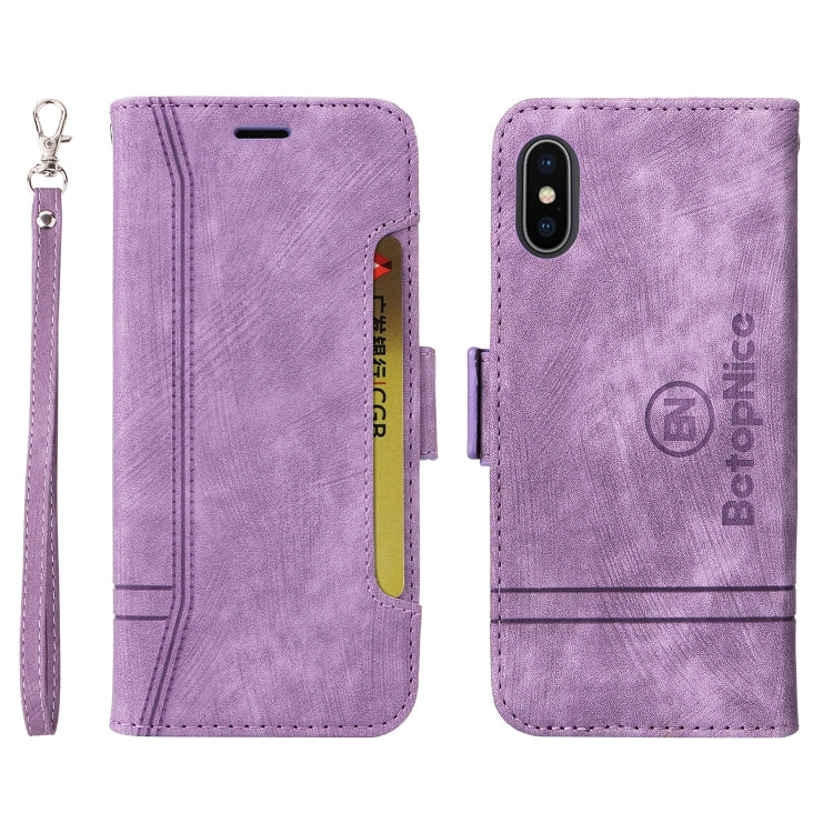 For iPhone XS Max BETOPNICE Dual-side Buckle Leather Phone Case(Purple) - HoMEdemic™ 
