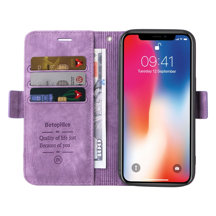 For iPhone XS Max BETOPNICE Dual-side Buckle Leather Phone Case(Purple) - HoMEdemic™ 
