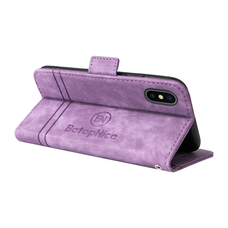For iPhone XS Max BETOPNICE Dual-side Buckle Leather Phone Case(Purple) - HoMEdemic™ 