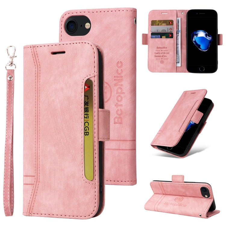 For iPhone SE 2022 / SE 2020 / 7 / 8 BETOPNICE Dual-side Buckle Leather Phone Case(Pink) - HoMEdemic™ 