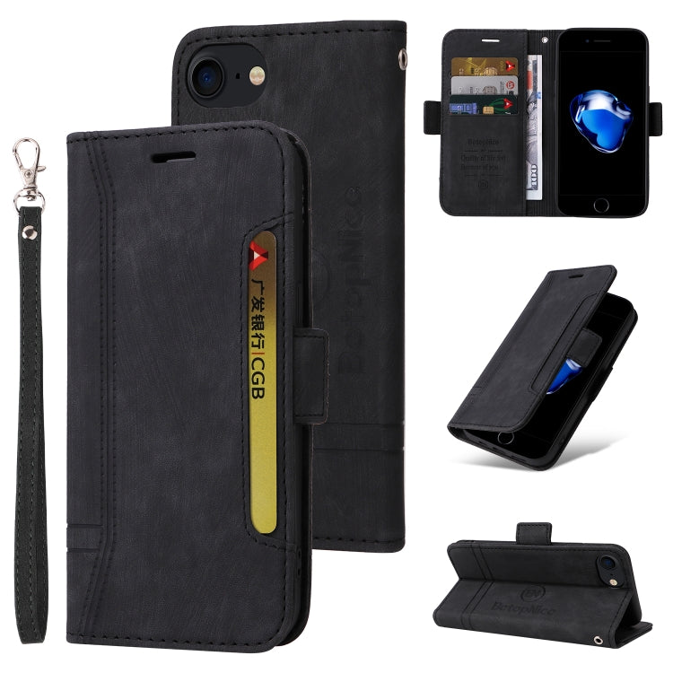 For iPhone SE 2022 / SE 2020 / 7 / 8 BETOPNICE Dual-side Buckle Leather Phone Case(Black) - HoMEdemic™ 